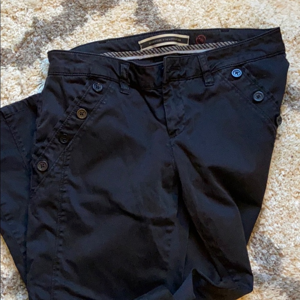Black wide leg cotton slacks